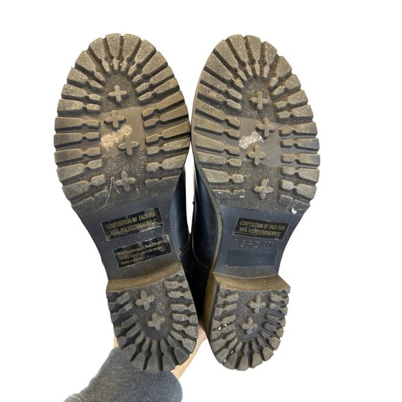 Report Maxwell Women’s Tall Boots Combat MOTO Size 6 Black Faux Fur Lace Up Zip - Picture 8 of 13